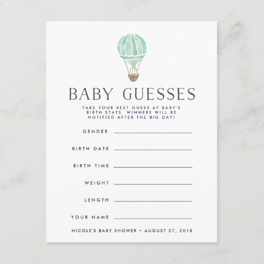 Mint Up In The Air Baby Shower Guessing Game Zazzle Com