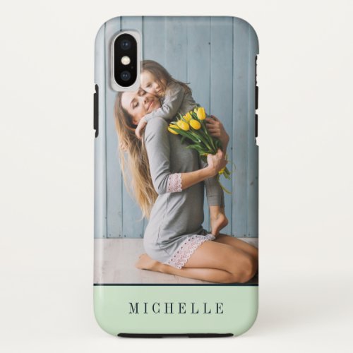 Mint  Vertical photo monogram personalized iPhone XS Case