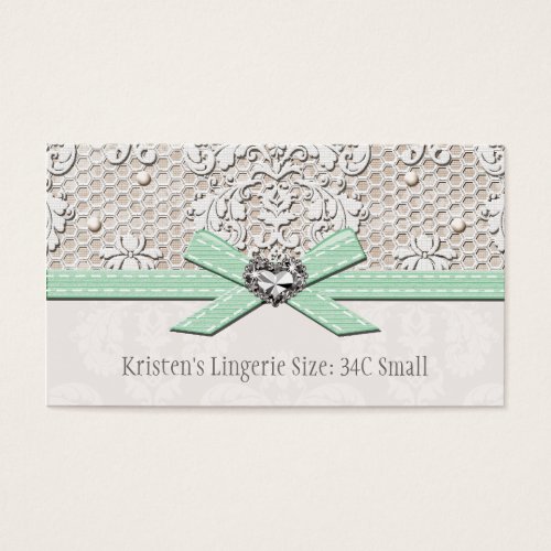 Mint Vintage Lace Pearl Glamour Lingerie Size Card Business Card