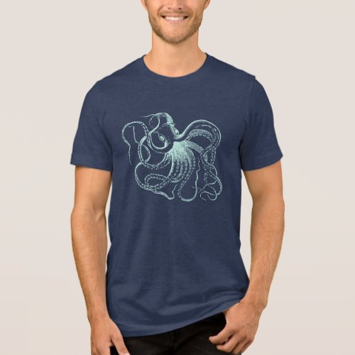 Mint Vintage Octopus Illustration Tri_Blend Shirt