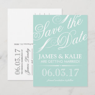Mint Vintage Script Save the Date Announcement Postcard