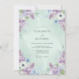 Mint Violet Wisteria Wedding Invitation