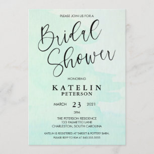 Mint Watercolor Bridal Shower Invitation