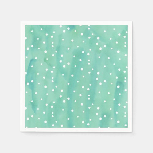 Mint Watercolor Dots Baby Shower Napkins