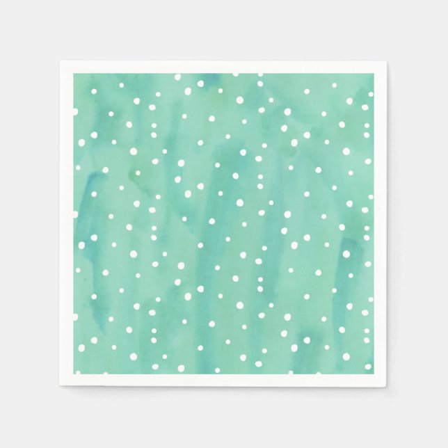 Mint Watercolor Dots Baby Shower Napkins (Front)
