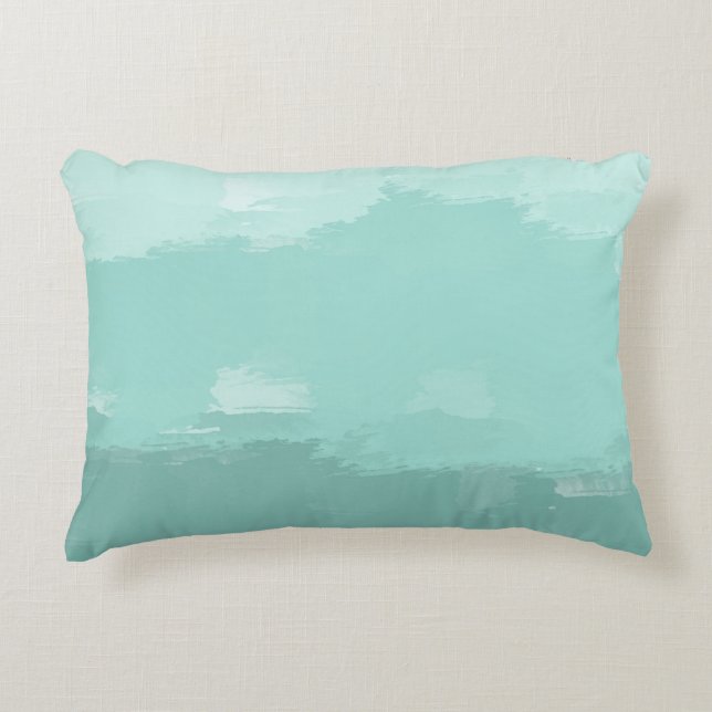 Mint Watercolor Ombre Accent Pillow (Front)