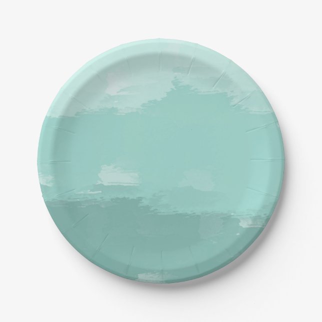 Mint Watercolor Ombre Paper Plates (Front)