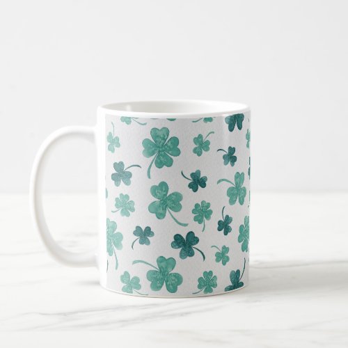 Mint Watercolor Shamrock St Patricks Day Coffee Mug