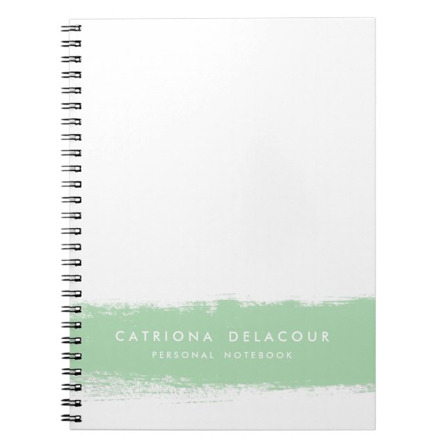 Mint Watercolor Splash Personalized Notebook (Front)