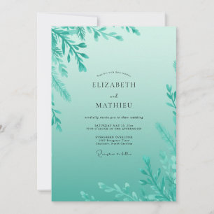 Mint Watercolor Sprig Wedding Invitation