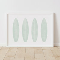 Mint Watercolor Surfboards Beach Nursery Decor