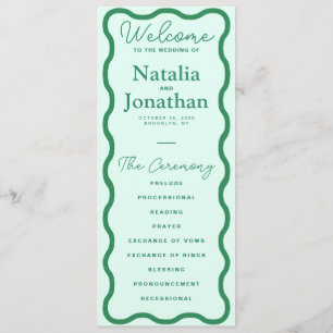 Mint Wavy Retro Wedding Program