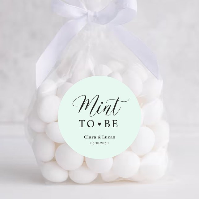 Mint Wedding Bridal Engagement Party Favors Classic Round Sticker (Creator Uploaded)