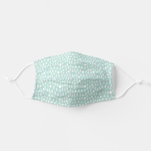 Mint White and Abstract Teardrop Dot Pattern Adult Cloth Face Mask