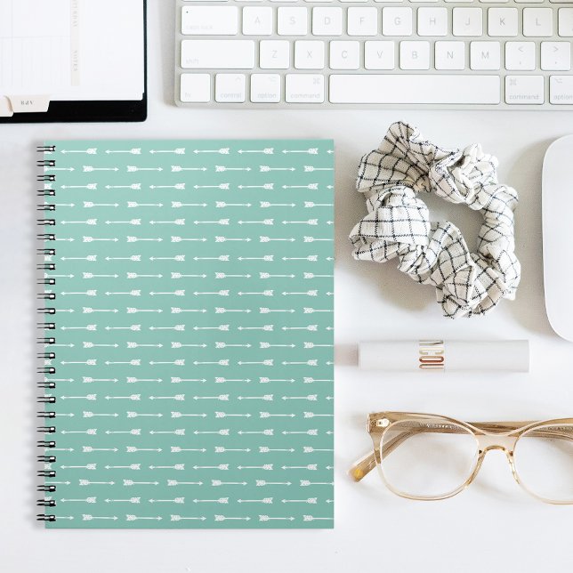 Mint & White Arrows Modern Boho Pattern Notebook (Creator Uploaded)