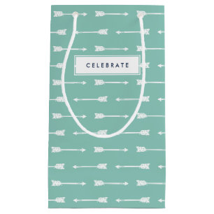 Mint & White Arrows Pattern Customized Gift Bag