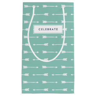 Mint & White Arrows Pattern Customized Gift Bag