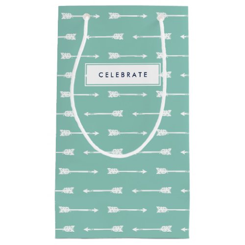 Mint  White Arrows Pattern Customized Gift Bag