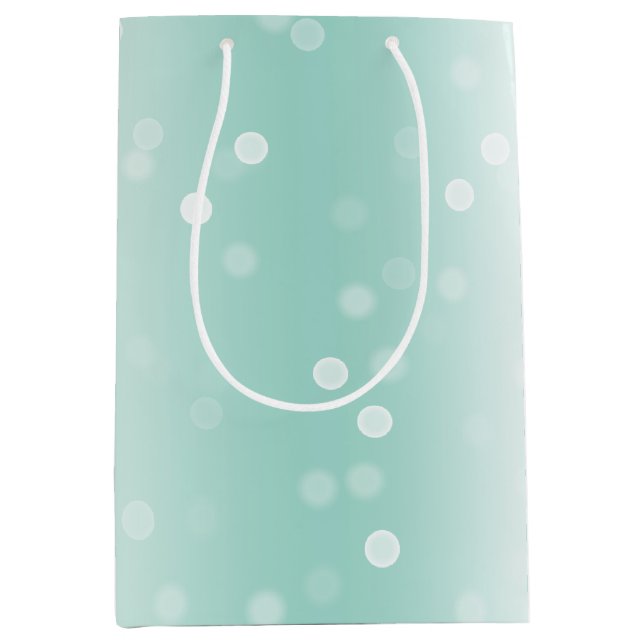Mint White Bokeh Dots Bow Cupcake Christmas Medium Gift Bag (Front)