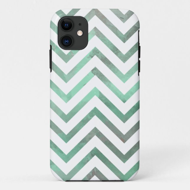 Mint White Chevron Case-Mate iPhone Case (Back)