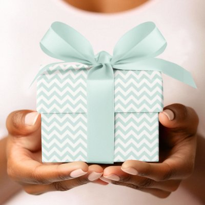 Mint &amp; White Chevron Stripe Baby Shower Wrapping Paper
