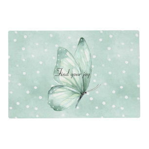 Mint White Dots Butterfly Believe Placemat