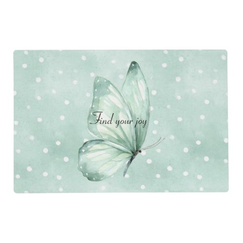 Mint White Dots Butterfly Believe Placemat