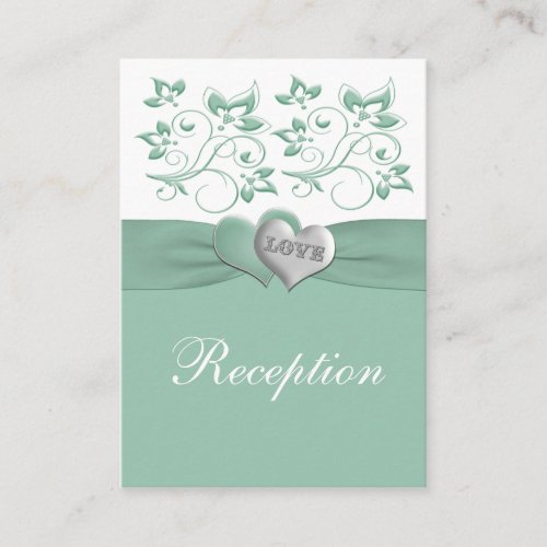 Mint White Floral Reception Enclosure Card