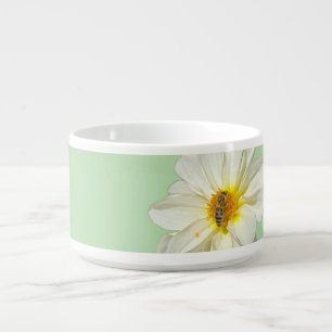 Mint White Flower and Honeybee Chili Bowl