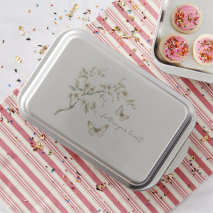Mint White Flowers Butterflies Cake Pan