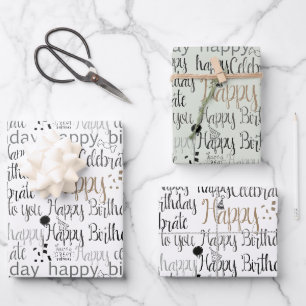 Mint White Fun Happy Balloons Birthday Wrapping Paper Sheets