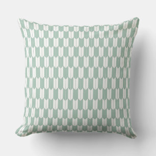 Mint & White Japanese Yagasuri Throw Pillow