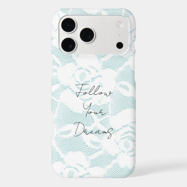 Mint White Lace Roses Floral iPhone Case (Back)