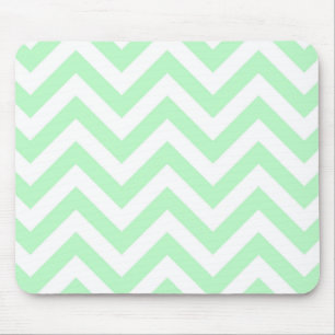 Mint White Large Chevron ZigZag Pattern Mouse Pad