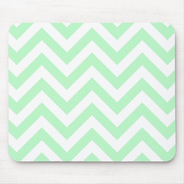 Mint White Large Chevron ZigZag Pattern Mouse Pad (Front)