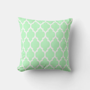 Mint White Moroccan Quatrefoil Pattern #4 Throw Pillow