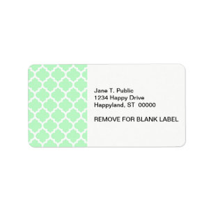 Mint White Moroccan Quatrefoil Pattern #5 Label