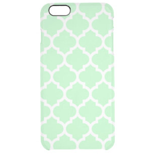 Mint White Moroccan Quatrefoil Pattern #5 Clear iPhone 6 Plus Case