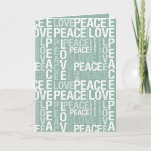 Mint White Peace Love Christmas Card
