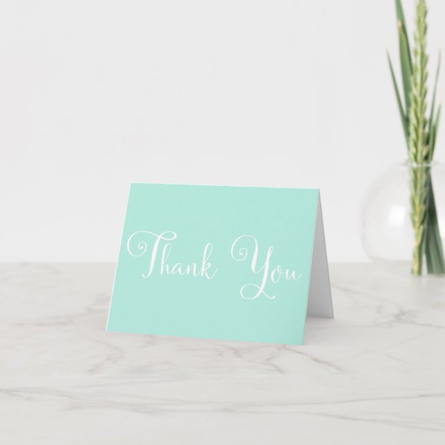 Mint White Script Personalized Wedding Thank you (Front)