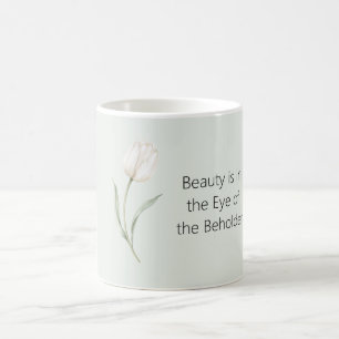 Mint White Tulip Flower Coffee Mug