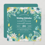 Mint White Yellow Floral Watercolor Wedding  Invitation at Zazzle