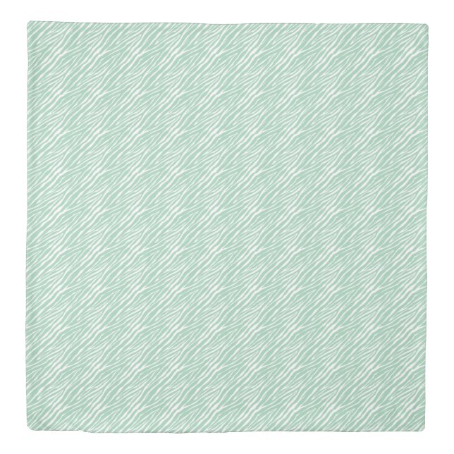 Mint White Zebra Print Duvet Cover (Front)