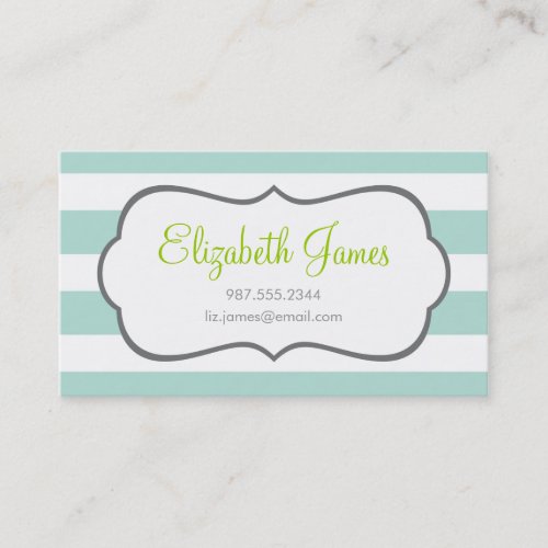Mint Wide Stripe Business Card Templates