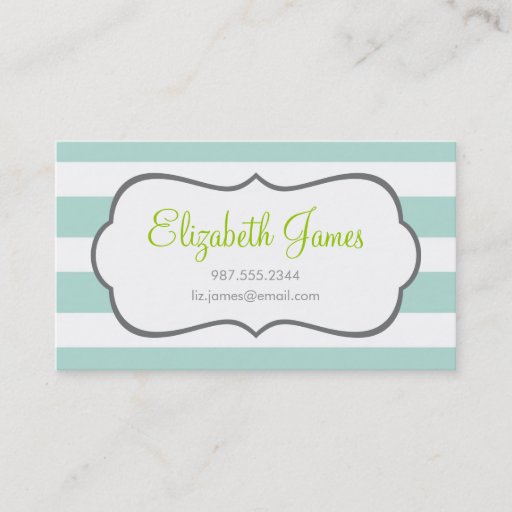 Customizable Mint Wide Stripe Business Card Templates