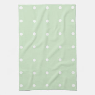 Mint With White Polka Dots Kitchen Towel