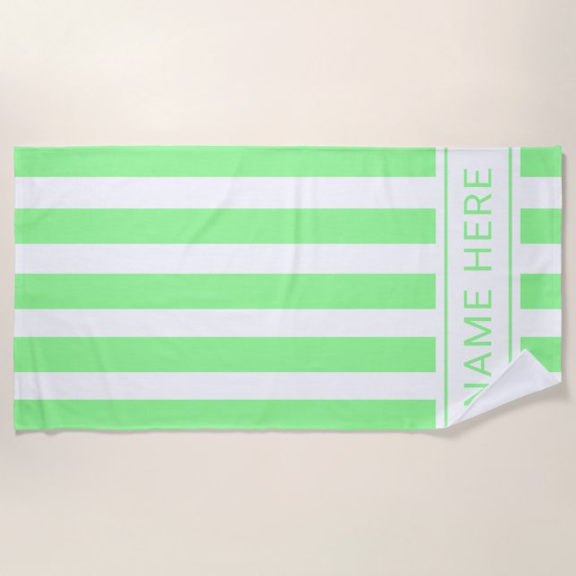 Mint with White Stripe Towel with Your Name (Front)