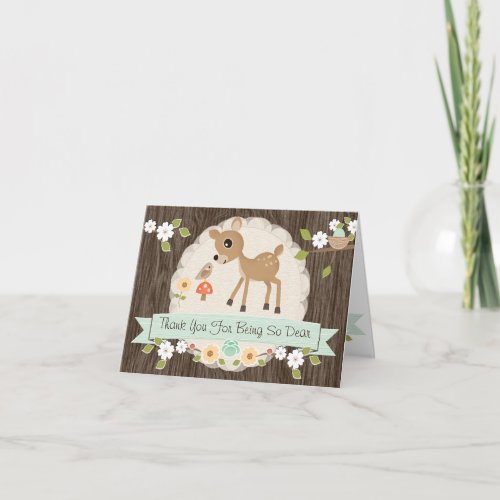 MINT WOODLAND DEER BABY SHOWER THANK YOU CARD