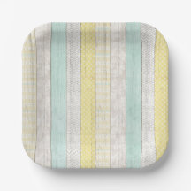 Mint & Yellow Boho Geometric Pattern Rustic Wood