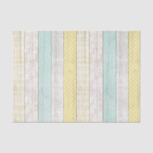 Mint & Yellow Boho Geometric Pattern Rustic Wood Tissue Paper